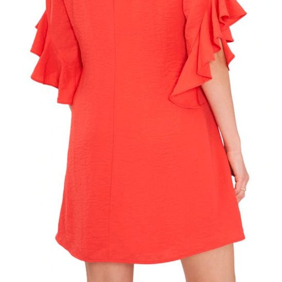 VINCE CAMUTO Womens Ruffle Pintuck Mini Dress in Radient Red - Picture 5 of 5